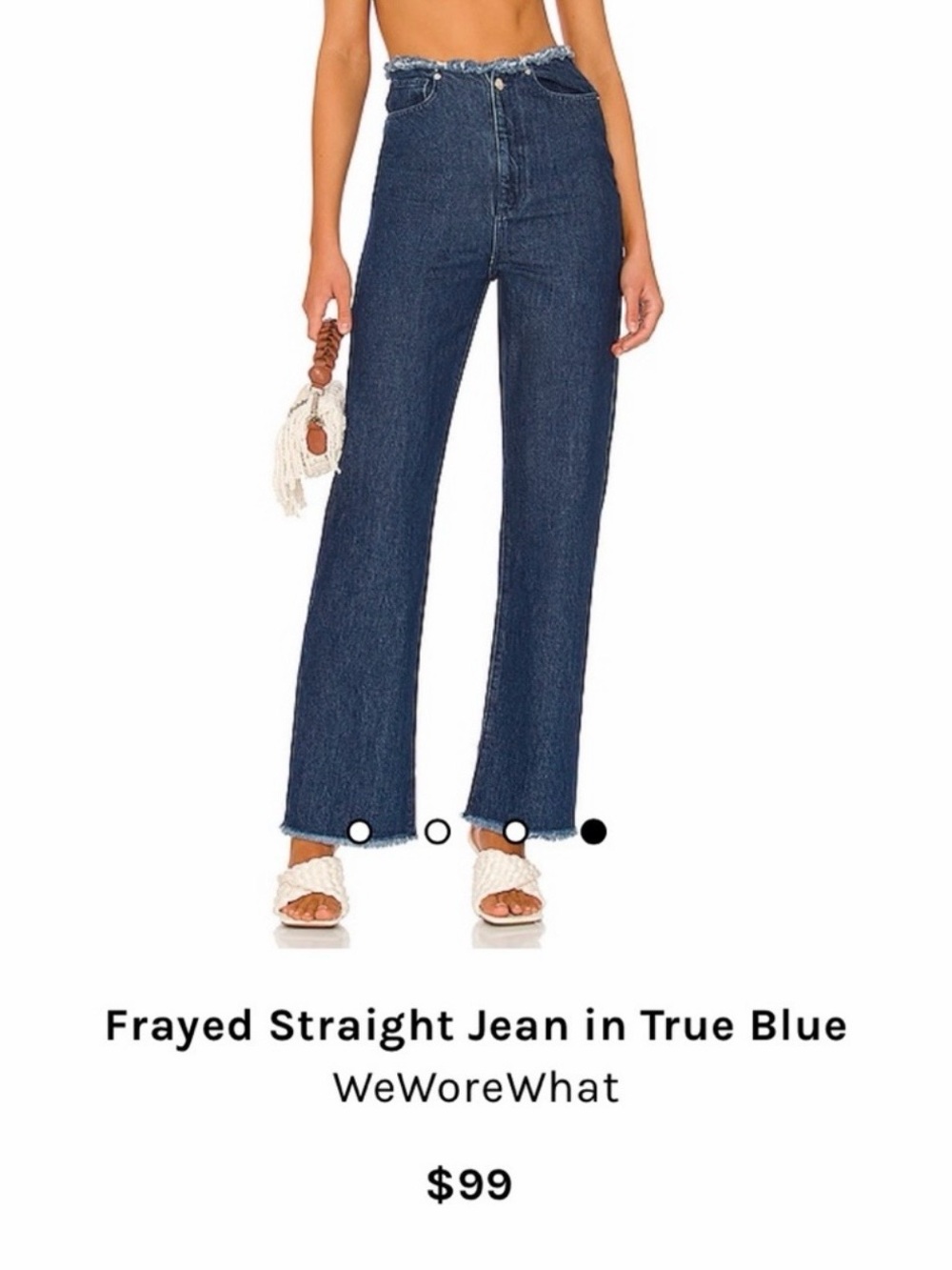 WeWoreWhat Frayed High-Rise Straight Jeans in True Blue Denim
